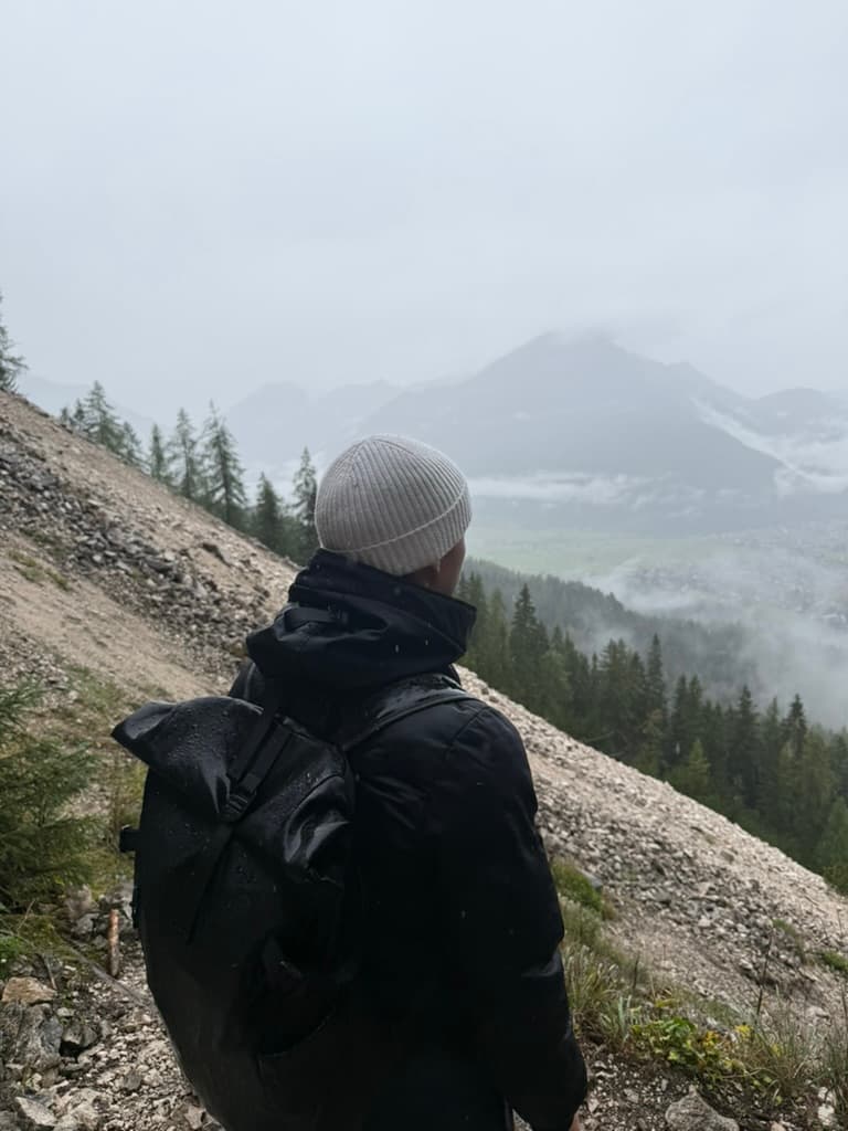 Meduard Krasniqi looking out over the mountains